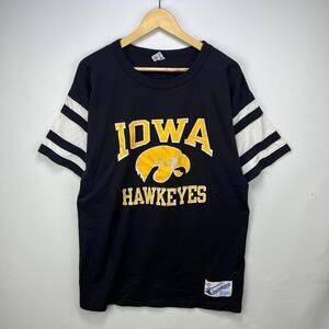 Vintage 80s Champion Iowa Hawkeyes T Shirt XL Black Gold